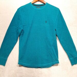 Volcom Mens Encore Marled Thermal Sz.Small/Turquoise Blue Heather-Black Logos